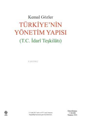 Türkiye'nin Yönetim Yapısı;T.C. İdari Teşkilâtı - 1