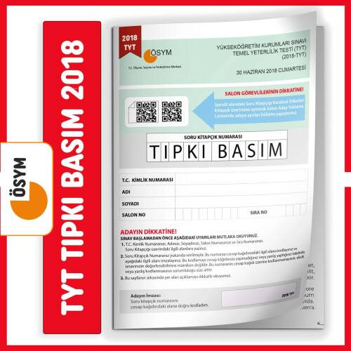 TYT 2018 ÖSYM Tıpkı Basım Türkiye Geneli Dijital Çözümlü Çıkmış Soru Kitapçığı - 1