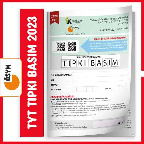 TYT 2023 ÖSYM Tıpkı Basım Türkiye Geneli Dijital Çözümlü Soru Kitapçığı - 1