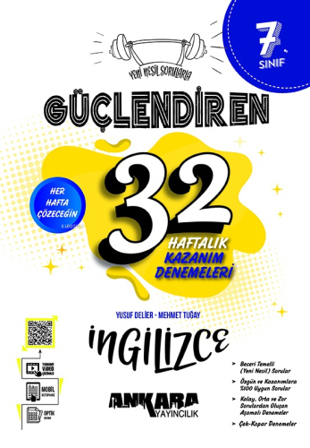 7.Sınıf Güçlendiren 32 Haftalık İngilizce Kazanım Denemeleri - Kitapik