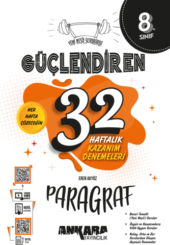 8. Sınıf Güçlendiren 32 Haftalık Paragraf Kazanım Denemeleri - Kitapik