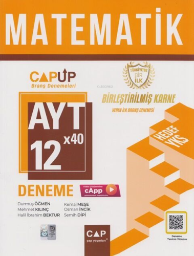 Çap Yayınları AYT Matematik 12 x 40 Up Deneme - Kitapiks.com