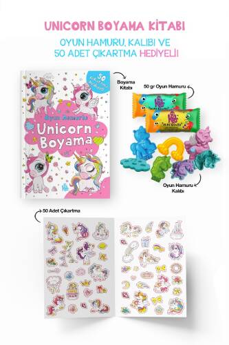 Unicorn Boyama Kitabı - Oyun Hamuru, Oyuncak ve Çıkartma Hediyeli - 3 Yaş + - 1