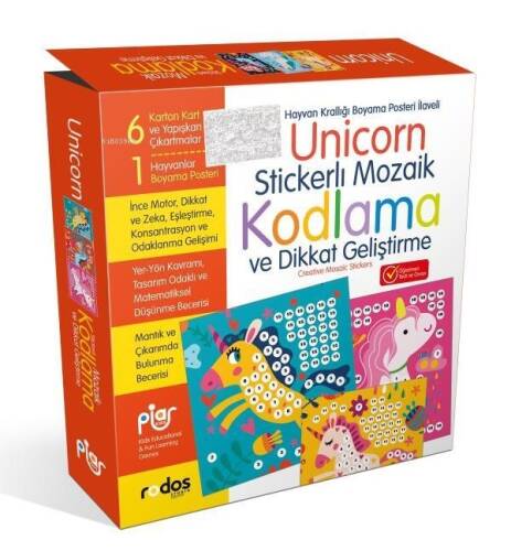 Unicorn Stickerlı Mozaik Kodlama ve Dikkat Geliştirme Oyun Seti - 1