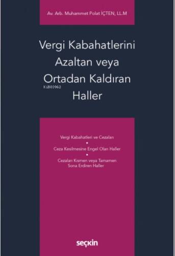 Vergi Kabahatlerini Azaltan veya Ortadan Kaldıran Haller - 1