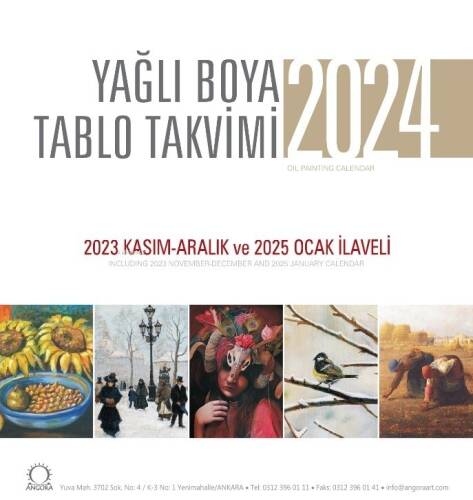 Yağlı Boya Tablo Takvimi 2024 Duvar Takvimi;2023 Kasım - Aralık ve 2025 Ocak İlaveli - 1