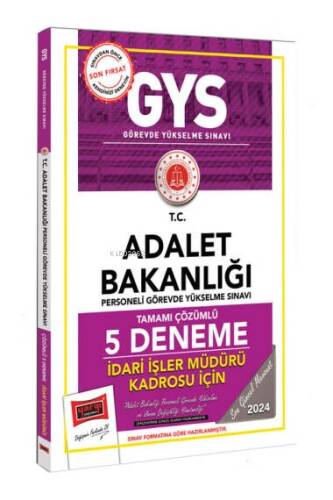 Yargı Yayınları 2025 Adalet Bakanlığı Tamamı Çözümlü İdari İşler Müdürü Kadrosu İçin 5 Deneme - 1