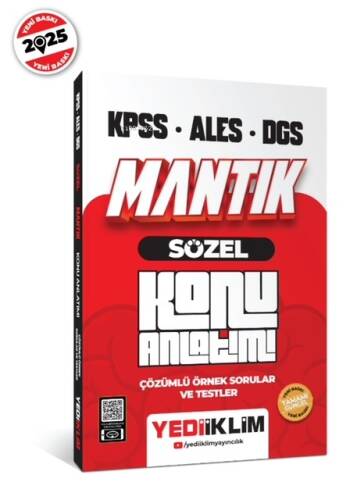 Yediiklim Yayınları 2024 KPSS - ALES - DGS Sözel Mantık Konu Anlatımı - 1