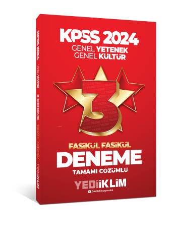 Yediiklim Yayınları 2024 KPSS Genel Yetenek Genel Kültür Tamamı Çözümlü 3 Yıldız Fasikül Deneme - 1