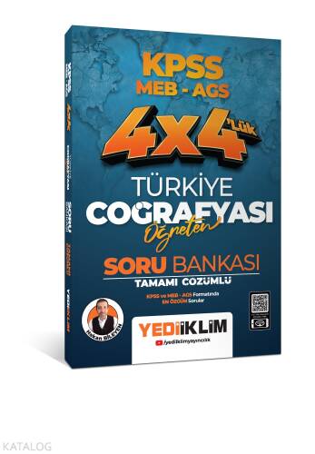 Yediiklim Yayınları 2025 KPSS MEB AGS 4X4 Öğreten Türkiye Coğrafyası Tamamı Çözümlü Soru Bankası - 1