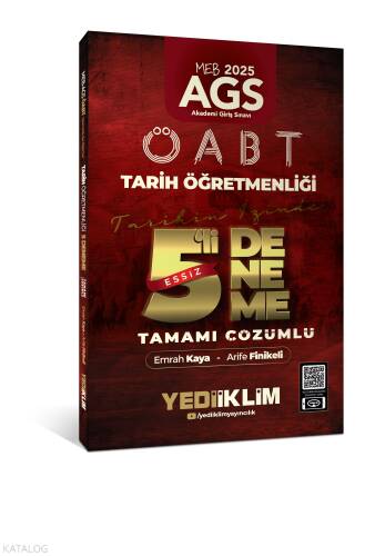 Yediiklim Yayınları 2025 MEB AGS ÖABT Tarih Öğretmenliği Tamamı Çözümlü Tarihin İzinde Eşsiz 5'li Deneme - 1