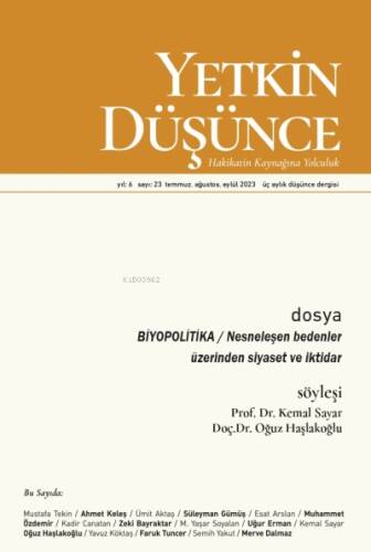 Yetkin Düşünce Sayı 23 ;Biyopolitika - 1